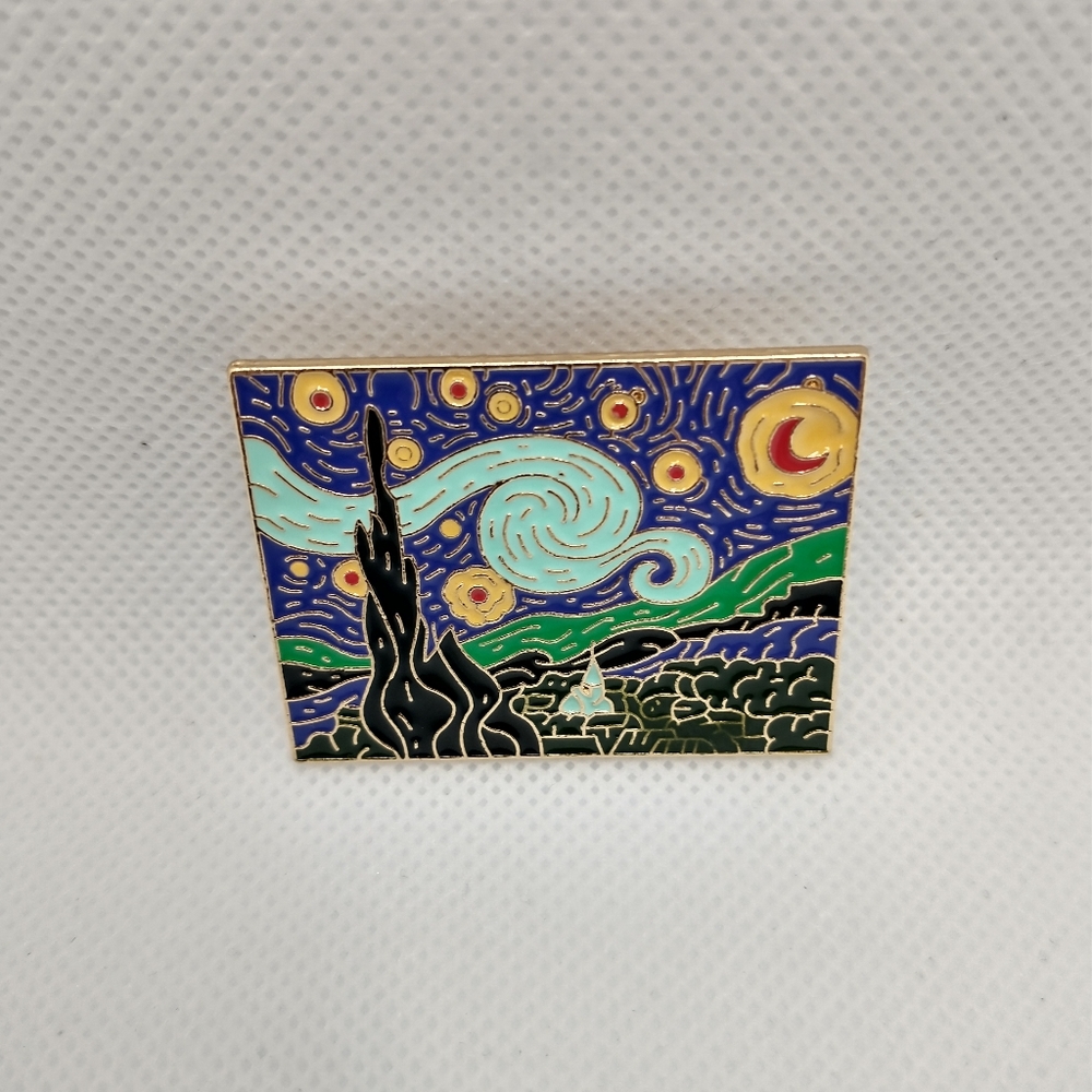 🧁 3/$30 Van Gogh Starry Night Enamel Pin NEW